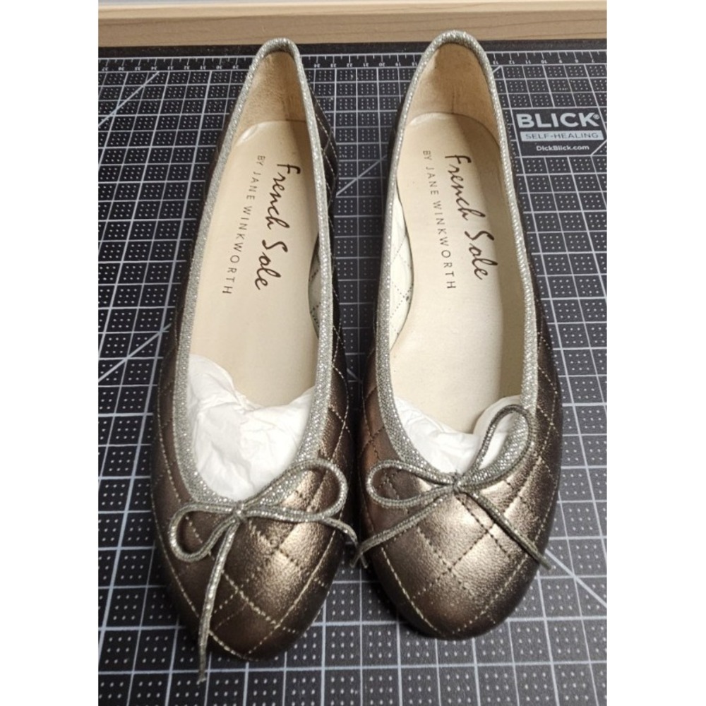 French Sole by JANE WINKWORTH quilted leather‎ ballet flats 36.5/US 6.5